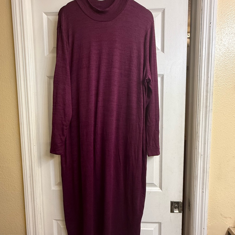 Banana Republic Long Sleeve Turtleneck Midi Dress in Plum